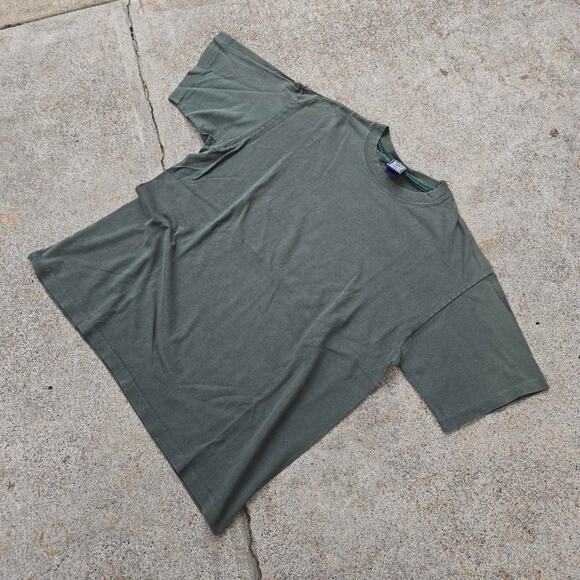 Vtg 90s MIXED BLUES Plain Earthtone Tee Shirt Green M Single Stitch USA Made - Picture 2 of 6